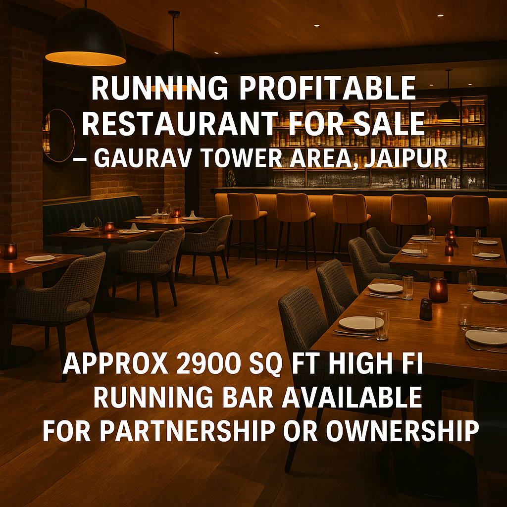 🏪 Running Profitable Restaurant & High-End Bar for Sale/Partnership – Gaurav Tower Area, Jaipur