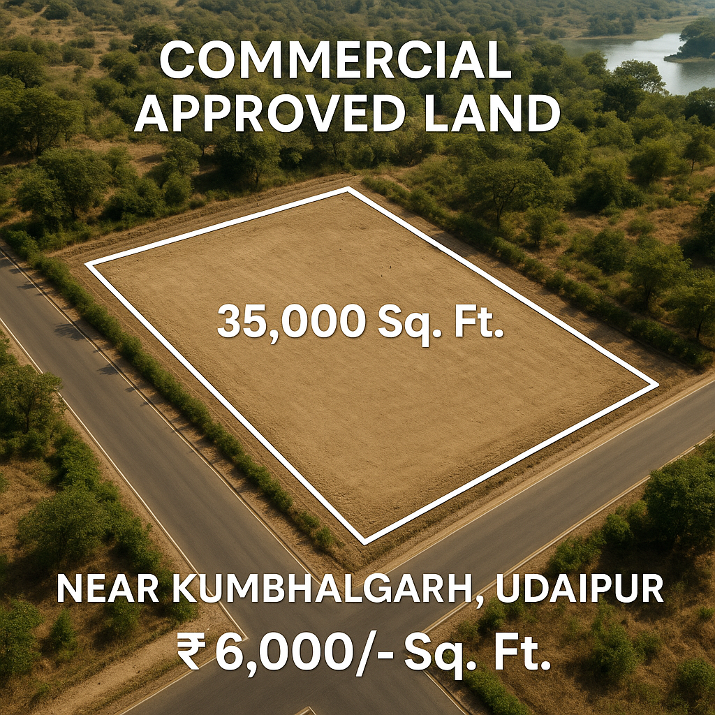 π Commercial Approved Land for Sale | 35,000 Sq. Ft. | Near Kumbhalgarh, Udaipur