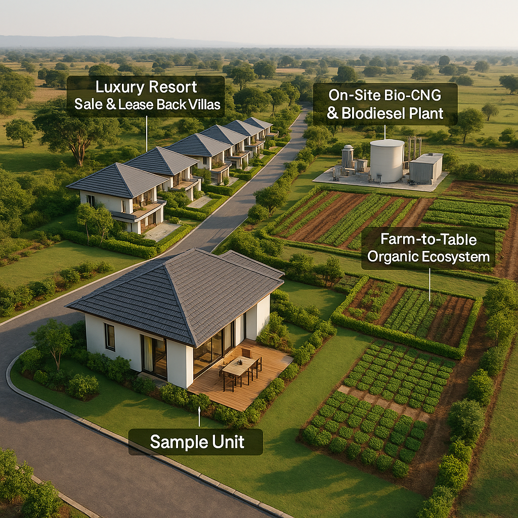 Carbon-Neutral Luxury Resort with Integrated Bio-CNG & Farm-to-Table Ecosystems