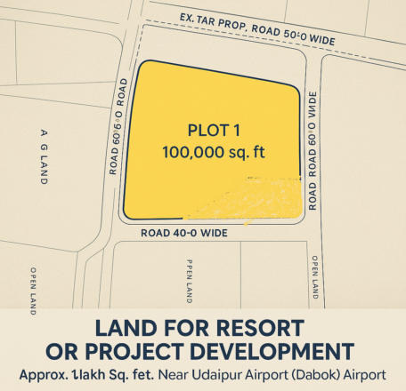 🏞️ Land for Resort or Project Development – Near Udaipur Airport (Dabok)