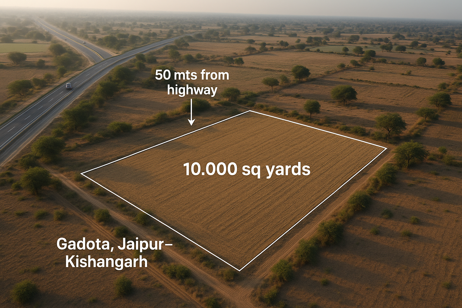 ✅ Agricultural Land for Sale – Near Jaipur Kishangarh Highway (Gadota)