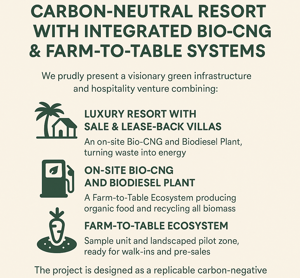 Carbon-Neutral Resort with Integrated Bio-CNG & Farm-to-Table Ecosystems