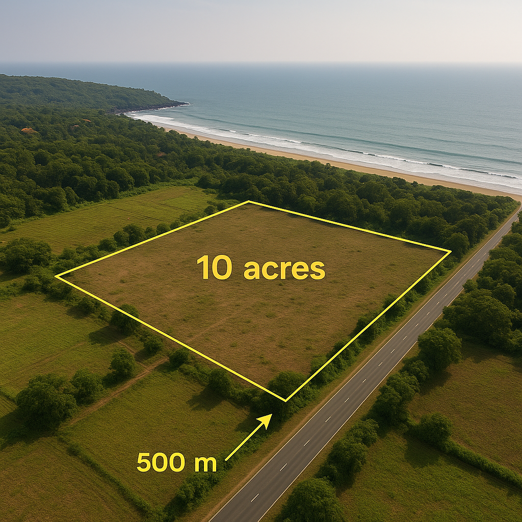 🌿 10-Acre Resort Land for Sale Near Arawali Sagar Tirtha | Goa–Maharashtra Border