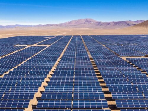 solar farm land layout Rajasthan near grid substation showing 500 acre renewable energy project parcels