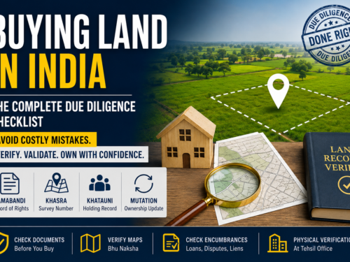 Buying land in India due diligence checklist with Jamabandi, Khasra, Mutation and land record verification process