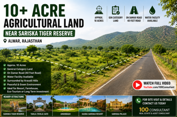 10 Acre Agricultural Land for Sale | Sariska Tiger Reserve Area  Alwar, Rajasthan