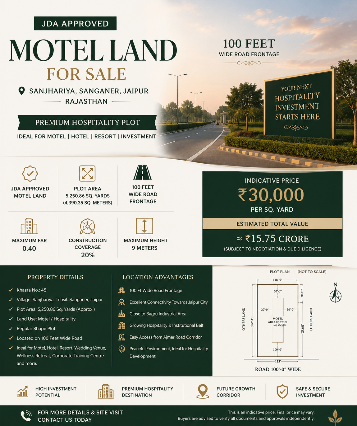 Motel Land for Sale in Jaipur | Approved Hospitality Plot