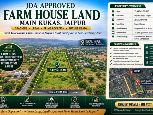 JDA approved 17,492.63 sq mt farm house land in Main Kukas Jaipur