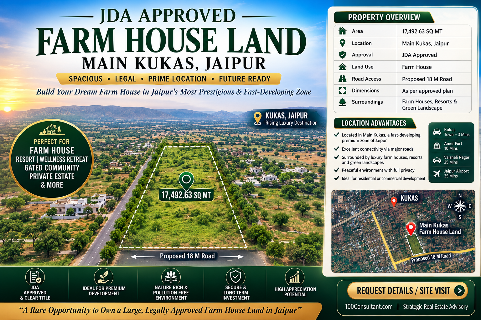 JDA Approved Farm House Land  Main Kukas, Jaipur