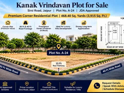 JDA approved corner residential plot in Kanak Vrindavan Sirsi Road Jaipur