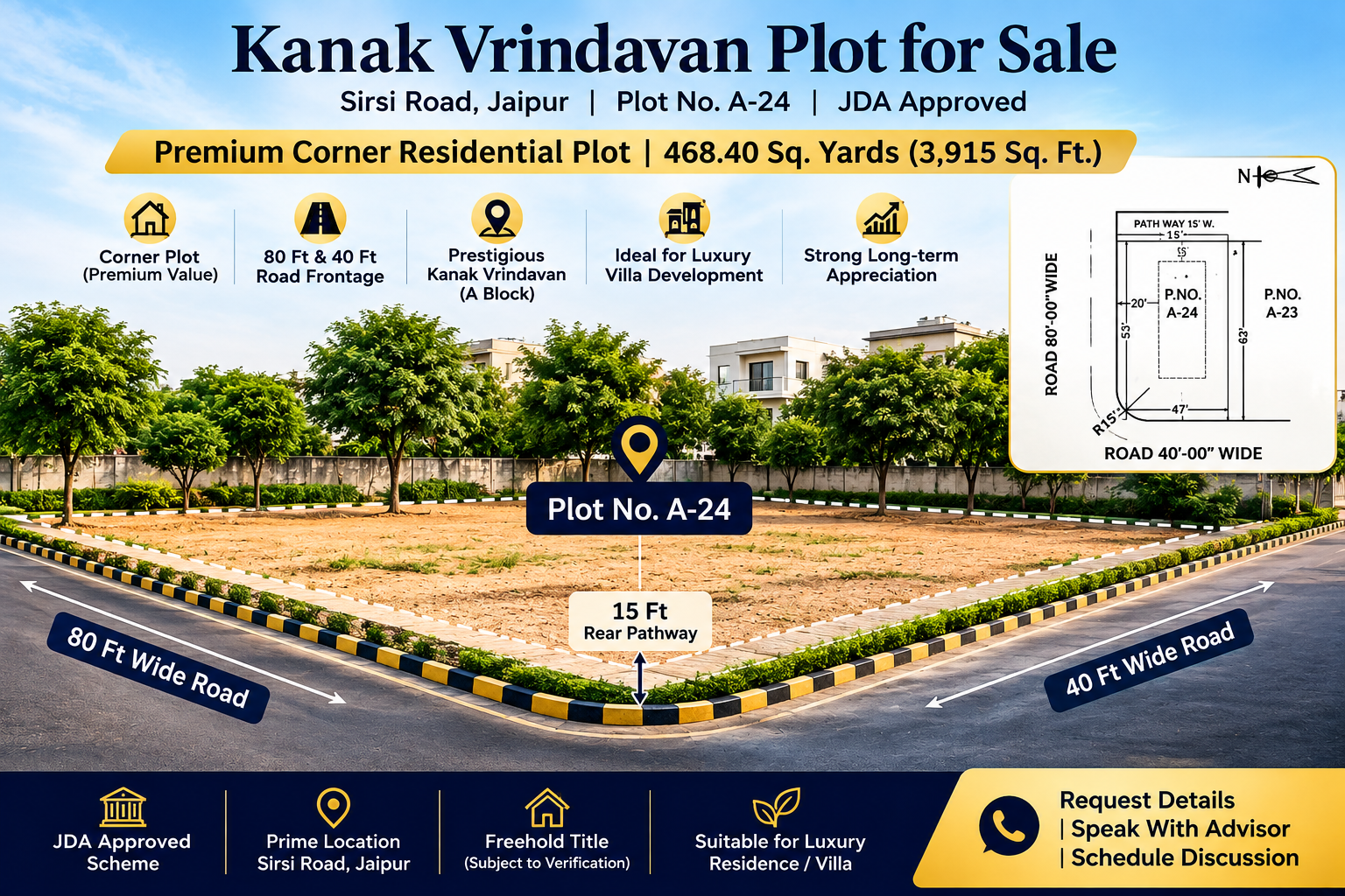 Kanak Vrindavan Corner Plot for Sale | Sirsi Road, Jaipur