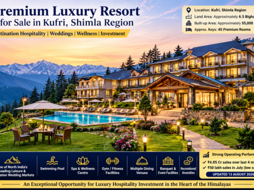 Premium luxury resort for sale in Kufri, Shimla with 45 rooms and Himalayan mountain views