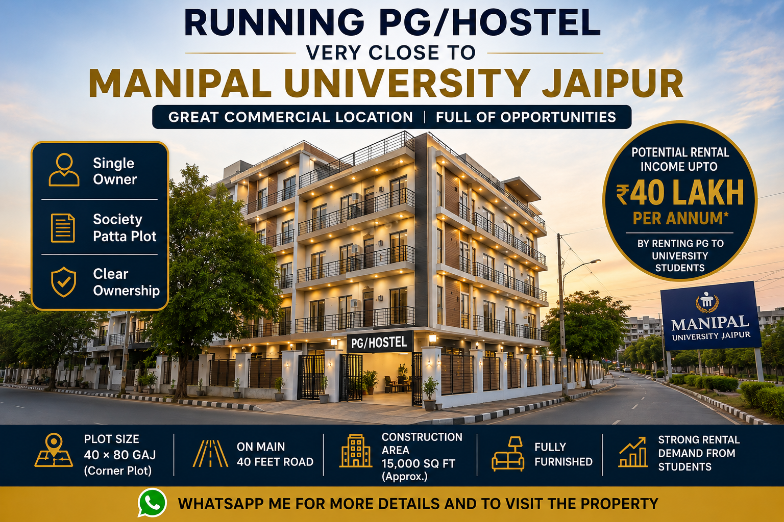 Running PG / Hostel Near Manipal University Jaipur